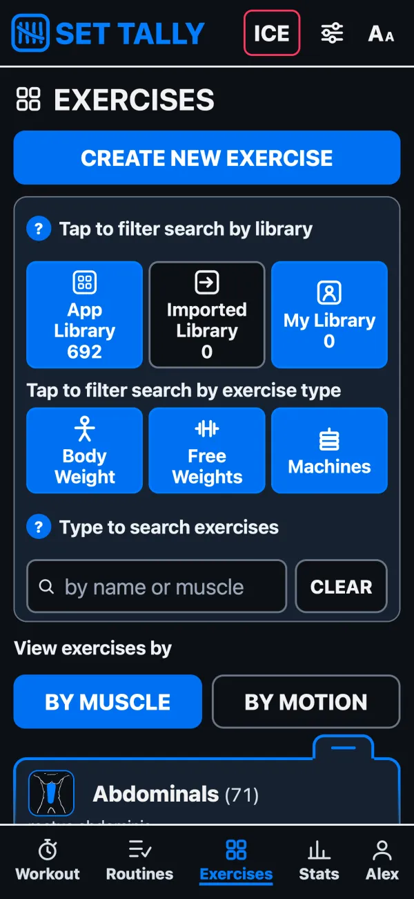 The exercise library with three libraries.